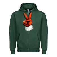 Sports Green Christmas peace hand Zipper Hoodie - Jasminsmagicworld