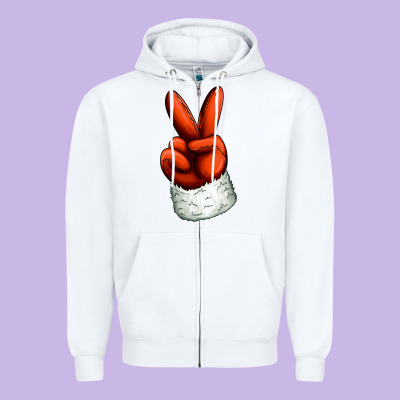 Christmas Peace Hand Zipper Hoodie Designed By Jasminsmagicworld