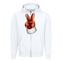 White Christmas peace hand Zipper Hoodie - Jasminsmagicworld