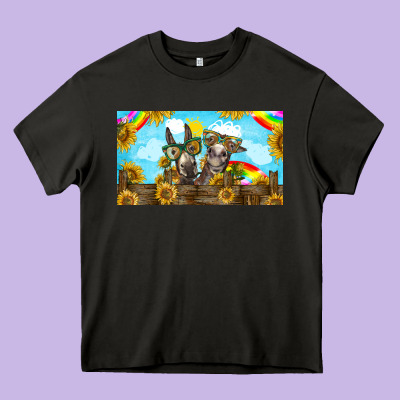 2 Donkeys Sunflower Heavy Core Tee Designed By Barkaloodesign