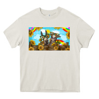 Cream 2 donkeys sunflower Heavy Core Tee - BarkalooDesign