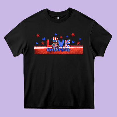 Love America Gnome Libbey Cup Heavy Core Tee Designed By Hra Design Shop