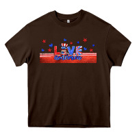 Chocolate Brown love america gnome libbey cup Heavy Core Tee - HRA Design Shop