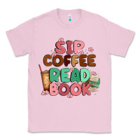 Bubblegum Pink sip coffee read book Classic Tee - MaliasSmallBusiness
