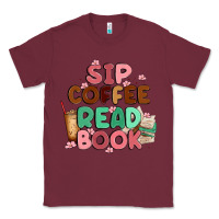 Burgundy sip coffee read book Classic Tee - MaliasSmallBusiness