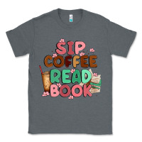 Charcoal Heather sip coffee read book Classic Tee - MaliasSmallBusiness