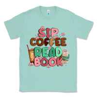 Seafoam sip coffee read book Classic Tee - MaliasSmallBusiness