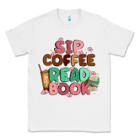 White sip coffee read book Classic Tee - MaliasSmallBusiness