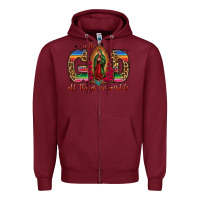 Burgundy with god all things are possible lady of guadalupe Zipper Hoodie - Jasminsmagicworld