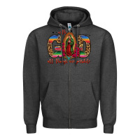 Charcoal Heather with god all things are possible lady of guadalupe Zipper Hoodie - Jasminsmagicworld