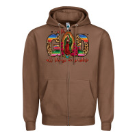 Chestnut with god all things are possible lady of guadalupe Zipper Hoodie - Jasminsmagicworld