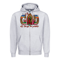 Heather Grey with god all things are possible lady of guadalupe Zipper Hoodie - Jasminsmagicworld
