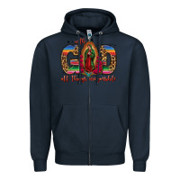 Navy with god all things are possible lady of guadalupe Zipper Hoodie - Jasminsmagicworld