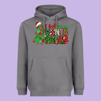 I Believe In Santa Paws Heavyweight Hoodie Designed By Texasbilliewilder