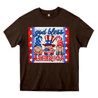 Chocolate Brown god bless America gnomes Heavy Core Tee - HRA Design Shop