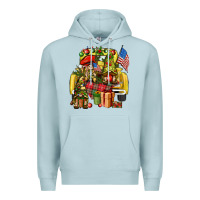 Blue Mist Christmas army gnomes truck 4th of july Premium Hoodie - HowdyJamesFarm