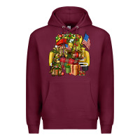 Burgundy Christmas army gnomes truck 4th of july Premium Hoodie - HowdyJamesFarm