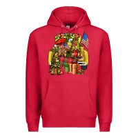 Cardinal Christmas army gnomes truck 4th of july Premium Hoodie - HowdyJamesFarm