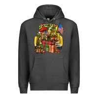 Charcoal Heather Christmas army gnomes truck 4th of july Premium Hoodie - HowdyJamesFarm