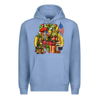 Colony Blue Christmas army gnomes truck 4th of july Premium Hoodie - HowdyJamesFarm