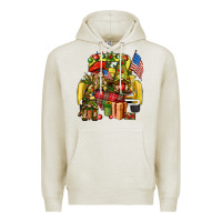 Oatmeal Heather Christmas army gnomes truck 4th of july Premium Hoodie - HowdyJamesFarm