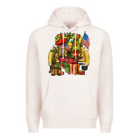 Pale Pink Christmas army gnomes truck 4th of july Premium Hoodie - HowdyJamesFarm