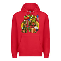 Red Christmas army gnomes truck 4th of july Premium Hoodie - HowdyJamesFarm