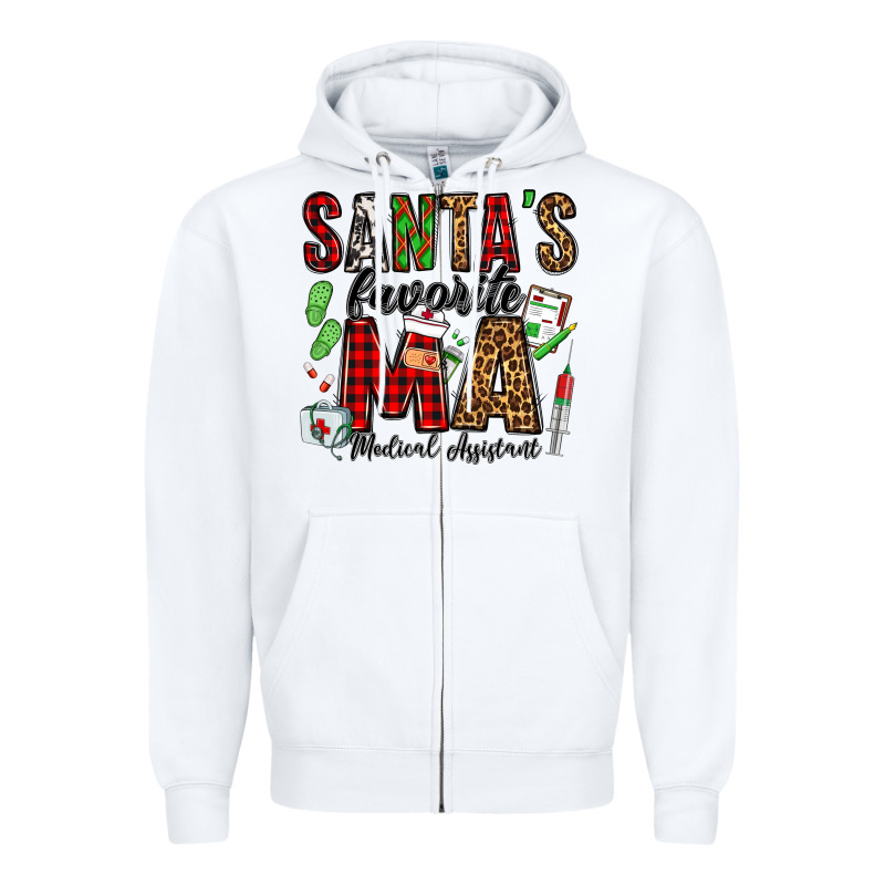 Santa's Favorite Ma Medical Assistant Zipper Hoodie by Jasminsmagicworld | Teevron