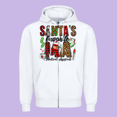 Santa's Favorite Ma Medical Assistant Zipper Hoodie Designed By Jasminsmagicworld