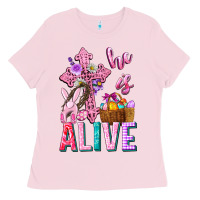 Bubblegum Pink he is alive easter Ladies Tee - Neo Western