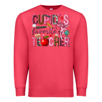 Cardinal Cupid's Favorite Teacher Valentine's Day Premium Sweatshirt - HowdyJamesFarm