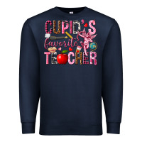 Navy Cupid's Favorite Teacher Valentine's Day Premium Sweatshirt - HowdyJamesFarm