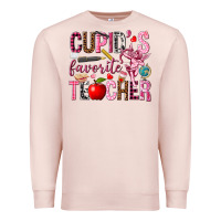 Pale Pink Cupid's Favorite Teacher Valentine's Day Premium Sweatshirt - HowdyJamesFarm