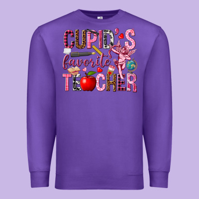 Cupid's Favorite Teacher Valentine's Day Premium Sweatshirt Designed By Howdyjamesfarm