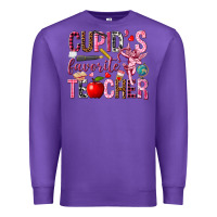 Purple Cupid's Favorite Teacher Valentine's Day Premium Sweatshirt - HowdyJamesFarm