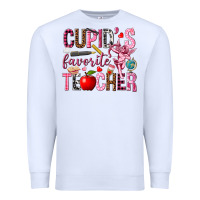 White Cupid's Favorite Teacher Valentine's Day Premium Sweatshirt - HowdyJamesFarm