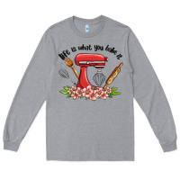 Heather Grey life is what you bake it Long Sleeve Tee - MaliasSmallBusiness