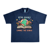 Navy book lover Urban Heavy Tee - MaliasSmallBusiness