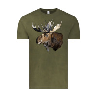 Vintage Olive moose buck deer head Vintage Tee - LillyAllenDesigns