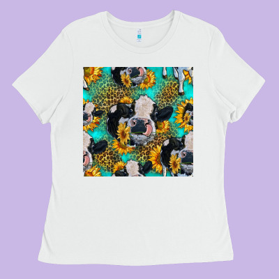 Holstein Cow Seamless Pattern Ladies Tee Designed By Hra Design Shop