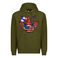 Army Green Gnome with 4th Of July elements Premium Hoodie - HowdyJamesFarm
