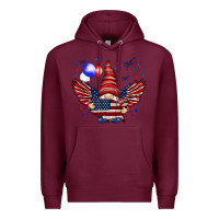 Burgundy Gnome with 4th Of July elements Premium Hoodie - HowdyJamesFarm