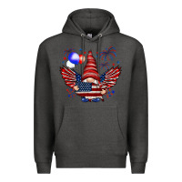 Charcoal Heather Gnome with 4th Of July elements Premium Hoodie - HowdyJamesFarm