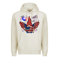 Oatmeal Heather Gnome with 4th Of July elements Premium Hoodie - HowdyJamesFarm