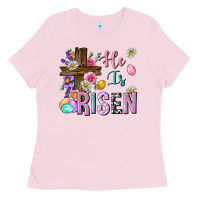 Bubblegum Pink he is risen easter Ladies Tee - Neo Western