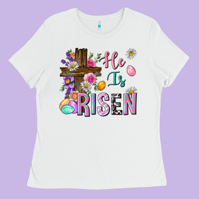 He Is Risen Easter Ladies Tee Designed By Neo Western