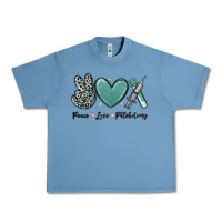 Pebble Blue peace love phlebotomy Urban Heavy Tee - MaliasSmallBusiness