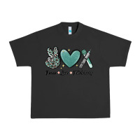 Pigment Black peace love phlebotomy Urban Heavy Tee - MaliasSmallBusiness