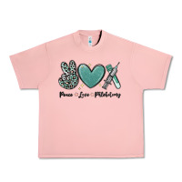 Salmon peace love phlebotomy Urban Heavy Tee - MaliasSmallBusiness
