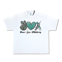 White peace love phlebotomy Urban Heavy Tee - MaliasSmallBusiness